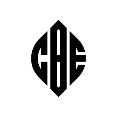 Çember ve elips şekilli CBE daire harf logosu tasarımı. Typographic tarzında CBE elips harfleri. Üç baş harf daire şeklinde bir logo oluşturuyor. CBE Çemberi Amblemi Soyut Monogram Harf İşaretleme Vektörü.