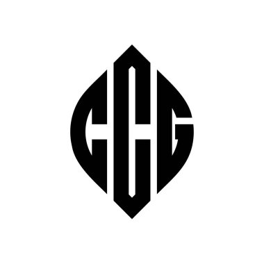Çember şeklinde ve elips şekilli CCG daire harf logosu tasarımı. Tipografik şekilli CCG elips harfleri. Üç baş harf daire şeklinde bir logo oluşturuyor. CCG Çember Amblemi Soyut Monogram Harf İşaretleme Vektörü.