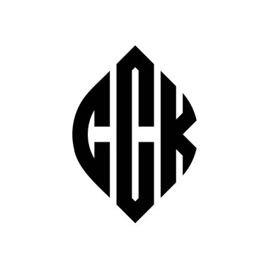 Çember ve elips şekilli CCK daire harf logosu tasarımı. Tipografik biçimli CCK elips harfleri. Üç baş harf daire şeklinde bir logo oluşturuyor. CCK Çemberi Amblemi Soyut Monogram Harf İşaretleyici Vektörü.