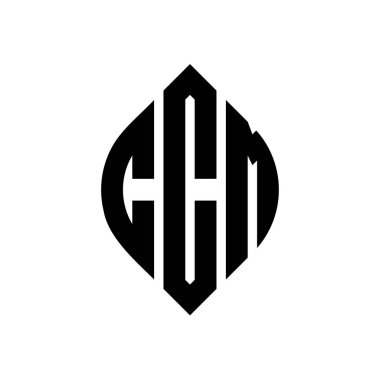 Çember ve elips şekilli CCM daire harf logosu tasarımı. Tipografik tarzda CCM elips harfleri. Üç baş harf daire şeklinde bir logo oluşturuyor. CCM Çember Amblemi Soyut Monogram Harf İşaretleme Vektörü.