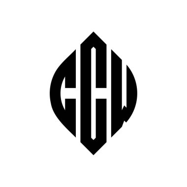 Çember ve elips şekilli CCW daire harf logosu tasarımı. Tipografik tarzda CCW elips harfleri. Üç baş harf daire şeklinde bir logo oluşturuyor. CCW Çember Amblemi Soyut Monogram Harf İşaretleme Vektörü.