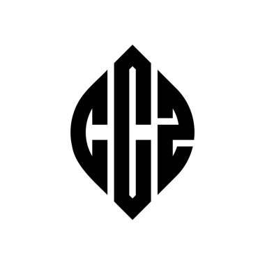 CCZ daire harf logosu dizaynı daire ve elips şeklinde. Tipografik şekilli CCZ elips harfleri. Üç baş harf daire şeklinde bir logo oluşturuyor. CCZ Çember Amblemi Soyut Monogram Harf İşaretleme Vektörü.