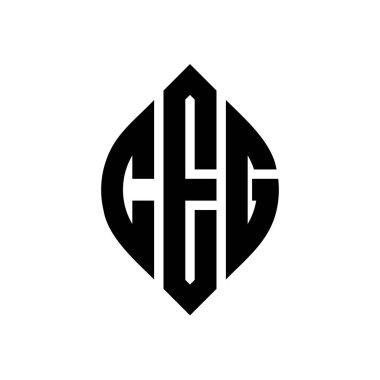 Çember ve elips şekilli CEG daire harf logosu tasarımı. CEG elips harfleri tipografik tarzda. Üç baş harf daire şeklinde bir logo oluşturuyor. CEG Çember Amblemi Soyut Monogram Harf İşaretleyici Vektörü.