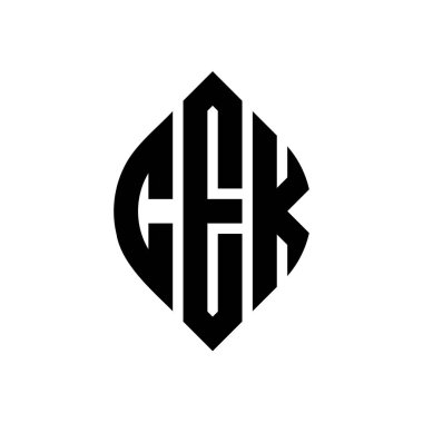Çember ve elips şekilli CEK daire harf logosu tasarımı. CEK elips harfleri tipografik tarzda. Üç baş harf daire şeklinde bir logo oluşturuyor. CEK Çemberi Amblemi Soyut Monogram Harf İşaretleme Vektörü.