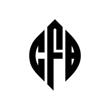 Çember ve elips şekilli CFB daire harf logosu tasarımı. Tipografik biçimli CFB elips harfleri. Üç baş harf daire şeklinde bir logo oluşturuyor. CFB Çemberi Amblemi Soyut Monogram Harf İşaretleyici Vector.CFB daire harfli logo tasarımı daire ve ellip