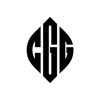 Çember ve elips şekilli CGG daire harf logosu tasarımı. Tipografik biçimli CGG elips harfleri. Üç baş harf daire şeklinde bir logo oluşturuyor. CGG Çember Amblemi Soyut Monogram Harf İşaretleyici Vektörü.