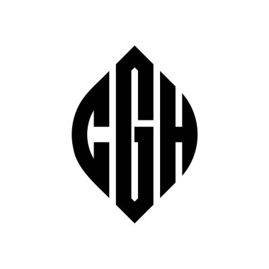 Çember ve elips şekilli CGH daire harf logosu tasarımı. Tipografik şekilli CGH elips harfleri. Üç baş harf daire şeklinde bir logo oluşturuyor. CGH Çemberi Amblemi Soyut Monogram Harf İşaretleme Vektörü.