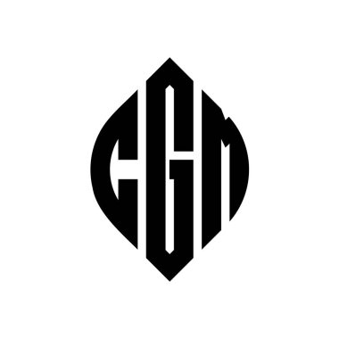 Çember ve elips şekilli CGM daire harf logosu tasarımı. Tipografik biçimli CGM elips harfleri. Üç baş harf daire şeklinde bir logo oluşturuyor. CGM Çember Amblemi Soyut Monogram Harf İşaretleyici Vektörü.