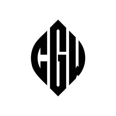 Çember ve elips şekilli CGW daire harf logosu tasarımı. Tipografik biçimli CGW elips harfleri. Üç baş harf daire şeklinde bir logo oluşturuyor. CGW Çember Amblemi Soyut Monogram Harf İşaretleyici Vektörü.