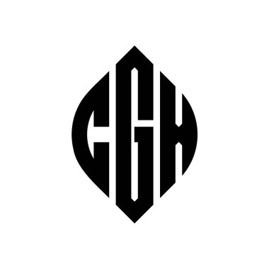 Çember ve elips şekilli CGX daire harf logosu tasarımı. Tipografik biçimli CGX elips harfleri. Üç baş harf daire şeklinde bir logo oluşturuyor. CGX Çember Amblemi Soyut Monogram Harf İşaretleyici Vektörü.