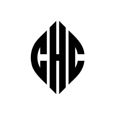 Çember ve elips şekilli CHC daire harf logosu tasarımı. Tipografik tarzda CHC elips harfleri. Üç baş harf daire şeklinde bir logo oluşturuyor. CHC Çember Amblemi Soyut Monogram Harf İşaretleme Vektörü.