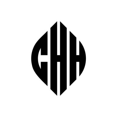 Çember ve elips şekilli CHH daire harf logosu tasarımı. Tipografik tarzda CHH elips harfleri. Üç baş harf daire şeklinde bir logo oluşturuyor. CHH Çember Amblemi Soyut Monogram Harf İşaretleme Vektörü.