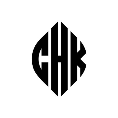 Çember ve elips şekilli CHK daire harf logosu tasarımı. Tipografik tarzda CHK elips harfleri. Üç baş harf daire şeklinde bir logo oluşturuyor. CHK Çember Amblemi Soyut Monogram Harf İşaretleme Vektörü.