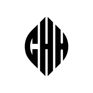 Çember ve elips şekilli CHX daire harf logosu tasarımı. Tipografik tarzda CHX elips harfleri. Üç baş harf daire şeklinde bir logo oluşturuyor. CHX Çember Amblemi Soyut Monogram Harf İşaretleme Vektörü.