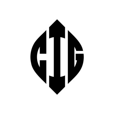 Çember ve elips şekilli CIG daire harf logosu tasarımı. Tipografik biçimli CIG elips harfleri. Üç baş harf daire şeklinde bir logo oluşturuyor. CIG Çember Amblemi Soyut Monogram Harf İşaretleyici Vektörü.