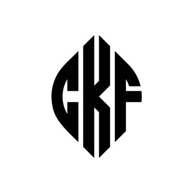 Çember ve elips şekilli CKF daire harf logosu tasarımı. Tipografik biçimli CKF elips harfleri. Üç baş harf daire şeklinde bir logo oluşturuyor. CKF Çember Amblemi Soyut Monogram Harf İşaretleyici Vektörü.