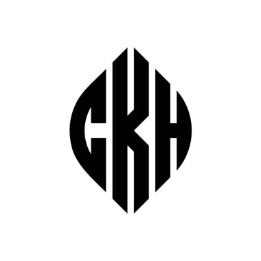 Çember ve elips şekilli CKH daire harf logosu tasarımı. Tipografik biçimli CKH elips harfleri. Üç baş harf daire şeklinde bir logo oluşturuyor. CKH Çember Amblemi Soyut Monogram Harf İşaretleyici Vektörü.