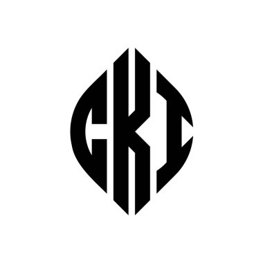 Çember ve elips şekilli CKI daire harf logosu tasarımı. CKI elips harfleri tipografik tarzda. Üç baş harf daire şeklinde bir logo oluşturuyor. CKI Çember Amblemi Soyut Monogram Harf İşaretleyici Vektörü.