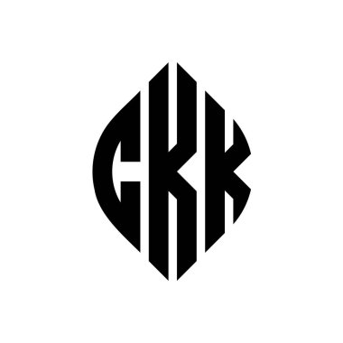 Çember ve elips şekilli CKK daire harf logosu tasarımı. Tipografik şekilli CKK elips harfleri. Üç baş harf daire şeklinde bir logo oluşturuyor. CKK Çemberi Amblemi Soyut Monogram Harf İşaretleme Vektörü.