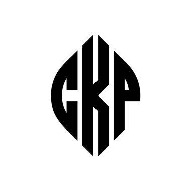 Çember ve elips şekilli CKP daire harf logosu tasarımı. Tipografik biçimli CKP elips harfleri. Üç baş harf daire şeklinde bir logo oluşturuyor. CKP Çemberi Amblemi Soyut Monogram Harf İşareti Vektörü. Çember ve ellip ile CKP daire harf logosu tasarımı