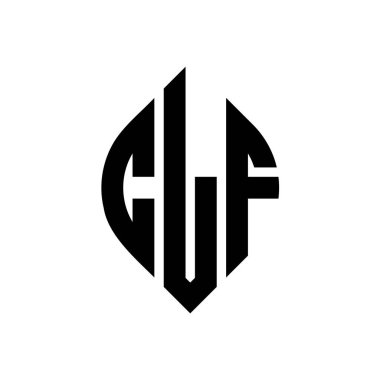 Çember ve elips şekilli CLF daire harf logosu tasarımı. Tipografik biçimli CLF elips harfleri. Üç baş harf daire şeklinde bir logo oluşturuyor. CLF Çember Amblemi Soyut Monogram Harf İşaretleyici Vektörü.