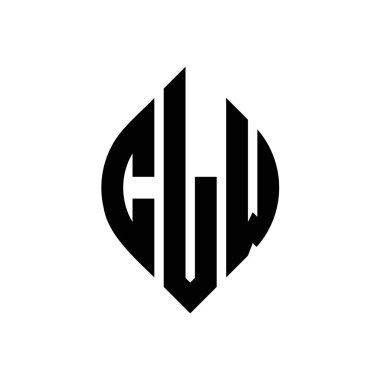 Çember ve elips şekilli CLW daire harf logosu tasarımı. Tipografik biçimli CLW elips harfleri. Üç baş harf daire şeklinde bir logo oluşturuyor. CLW Çember Amblemi Soyut Monogram Harf İşaretleyici Vektörü.