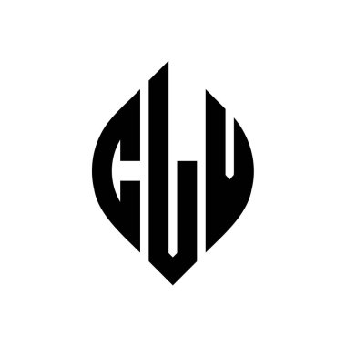 Çember ve elips şekilli CLV daire harf logosu tasarımı. Tipografik biçimli CLV elips harfleri. Üç baş harf daire şeklinde bir logo oluşturuyor. CLV Çember Amblemi Soyut Monogram Harf İşaretleyici Vektörü.