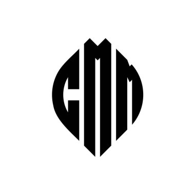 Çember ve elips şekilli CMM daire harf logosu tasarımı. Tipografik biçimli CMM elips harfleri. Üç baş harf daire şeklinde bir logo oluşturuyor. CMM Çember Amblemi Soyut Monogram Harf İşaretleyici Vektörü.