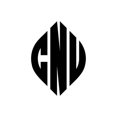 Çember ve elips şekilli CNU harf logosu tasarımı. CNU elips harfleri tipografik tarzda. Üç baş harf daire şeklinde bir logo oluşturuyor. CNU Çember Amblemi Soyut Monogram Harf İşaretleyici Vektörü.
