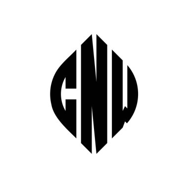 Çember ve elips şekilli CNW daire harf logosu tasarımı. CNW elips harfleri tipografik tarzda. Üç baş harf daire şeklinde bir logo oluşturuyor. CNW Çemberi Amblemi Soyut Monogram Harf İşaretleyici Vektörü.