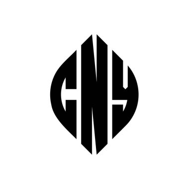 Çember ve elips şekilli NY daire harf logosu tasarımı. Typographic tarzında elips harfler. Üç baş harf daire şeklinde bir logo oluşturuyor. CNY Çemberi Amblemi Soyut Monogram Harf İşaretleme Vektörü.