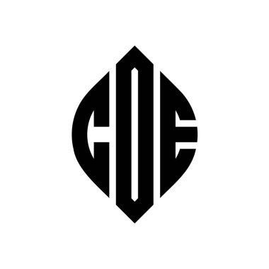 Çember ve elips şekilli COE daire harf logosu tasarımı. COE elips harfleri tipografik tarzda. Üç baş harf daire şeklinde bir logo oluşturuyor. COE Çemberi Amblemi Soyut Monogram Harf İşaretleme Vektörü.