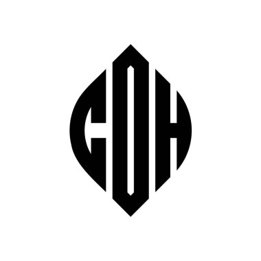 Çember ve elips şekilli COH yuvarlak harf logosu tasarımı. Tipografik biçimli COH elips harfleri. Üç baş harf daire şeklinde bir logo oluşturuyor. COH Çemberi Amblemi Soyut Monogram Harf İşaretleme Vektörü.
