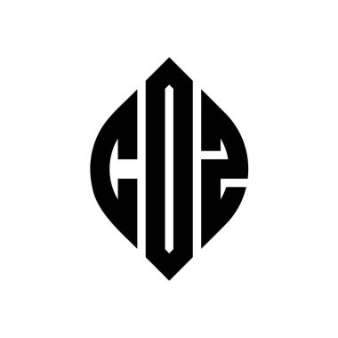 Çember ve elips şekilli COZ daire harf logosu tasarımı. COZ elips harfleri tipografik tarzda. Üç baş harf daire şeklinde bir logo oluşturuyor. COZ Çember Amblemi Soyut Monogram Harf İşaretleme Vektörü.