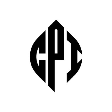 Çember ve elips şekilli CPI daire harf logosu tasarımı. Typographic tarzında elips harfler. Üç baş harf daire şeklinde bir logo oluşturuyor. CPI Çember Amblemi Soyut Monogram Harf İşaretleyici Vektörü.