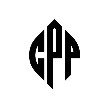 Çember ve elips şekilli CPP daire harf logosu tasarımı. Tipografik biçimli CPP elips harfleri. Üç baş harf daire şeklinde bir logo oluşturuyor. CPP Çember Amblemi Soyut Monogram Harf İşaretleyici Vektörü.