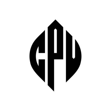 Çember ve elips şekilli CPV daire harf logosu tasarımı. Tipografik biçimli CPV elips harfleri. Üç baş harf daire şeklinde bir logo oluşturuyor. CPV Çember Amblemi Soyut Monogram Harf İşaretleyici Vektörü.