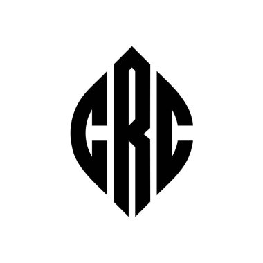 Çember ve elips şekilli CRC daire harf logosu tasarımı. Tipografik biçimli CRC elips harfleri. Üç baş harf daire şeklinde bir logo oluşturuyor. CRC Çember Amblemi Soyut Monogram Harf İşaretleyici Vektörü.