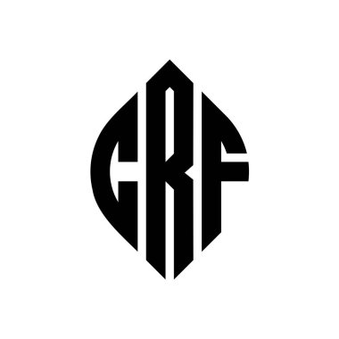 Çember ve elips şekilli CRF daire harf logosu tasarımı. Tipografik biçimli CRF elips harfleri. Üç baş harf daire şeklinde bir logo oluşturuyor. CRF Çember Amblemi Soyut Monogram Harf İşaretleyici Vektörü.