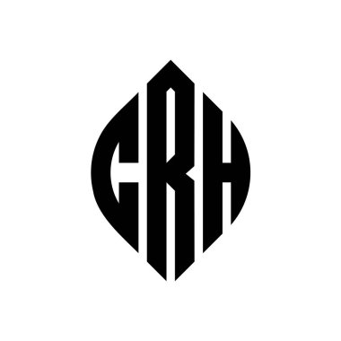 Çember ve elips şekilli CRH daire harf logosu tasarımı. Tipografik biçimli CRH elips harfleri. Üç baş harf daire şeklinde bir logo oluşturuyor. CRH Çember Amblemi Soyut Monogram Harf İşaretleyici Vektörü.