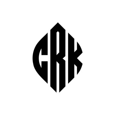 Çember ve elips şekilli CRK daire harf logosu tasarımı. Tipografik biçimli CRK elips harfleri. Üç baş harf daire şeklinde bir logo oluşturuyor. CRK Çember Amblemi Soyut Monogram Harf İşaretleyici Vektörü.
