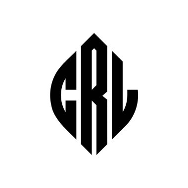 Çember ve elips şekilli CRL daire harf logosu tasarımı. Tipografik biçimli CRL elips harfleri. Üç baş harf daire şeklinde bir logo oluşturuyor. CRL Çemberi Amblemi Soyut Monogram Harf İşaretleyici Vector.CRL daire harfli logo tasarımı daire ve ellip
