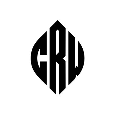 Çember ve elips şekilli CRW daire harf logosu tasarımı. Tipografik biçimli CRW elips harfleri. Üç baş harf daire şeklinde bir logo oluşturuyor. CRW Çember Amblemi Soyut Monogram Harf İşaretleyici Vektörü.
