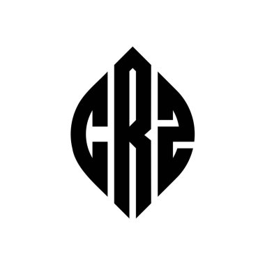 Çember ve elips şekilli CRZ daire harf logosu tasarımı. Tipografik biçimli CRZ elips harfleri. Üç baş harf daire şeklinde bir logo oluşturuyor. CRZ Çember Amblemi Soyut Monogram Harf İşaretleyici Vektörü.