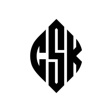 Çember ve elips şekilli CSK daire harf logosu tasarımı. Tipografik biçimli CSK elips harfleri. Üç baş harf daire şeklinde bir logo oluşturuyor. CSK Çember Amblemi Soyut Monogram Harf İşaretleyici Vektörü.