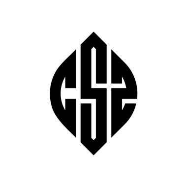 Çember ve elips şekilli CSZ daire harf logosu tasarımı. Tipografik biçimli CSZ elips harfleri. Üç baş harf daire şeklinde bir logo oluşturuyor. CSZ Çember Amblemi Soyut Monogram Harf İşaretleyici Vektörü.