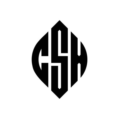Çember ve elips şekilli CSX daire harf logosu tasarımı. Tipografik biçimli CSX elips harfleri. Üç baş harf daire şeklinde bir logo oluşturuyor. CSX Çember Amblemi Soyut Monogram Harf İşaretleyici Vektörü.