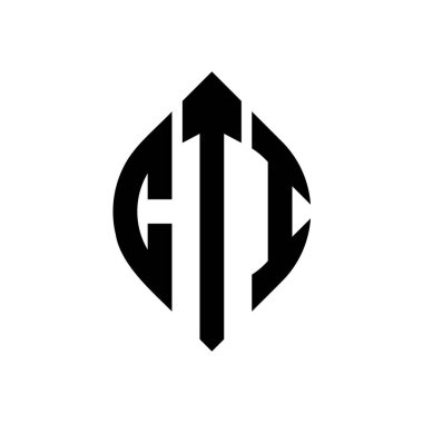 Çember ve elips şekilli CTI daire harf logosu tasarımı. Tipografik şekilli CTI elips harfleri. Üç baş harf daire şeklinde bir logo oluşturuyor. CTI Çember Amblemi Soyut Monogram Harf İşaretleme Vektörü.