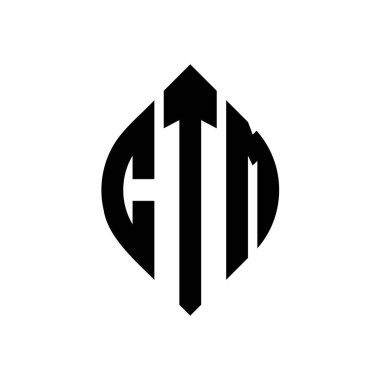 Çember ve elips şekilli CTM daire harf logosu tasarımı. Tipografik tarzda CTM elips harfleri. Üç baş harf daire şeklinde bir logo oluşturuyor. CTM Çemberi Amblemi Soyut Monogram Harf İşaretleme Vektörü.