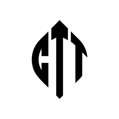 Çember ve elips şekilli CTT daire harf logosu tasarımı. Tipografik tarzda CTT elips harfleri. Üç baş harf daire şeklinde bir logo oluşturuyor. CTT Çemberi Amblemi Soyut Monogram Harf İşaretleme Vektörü.